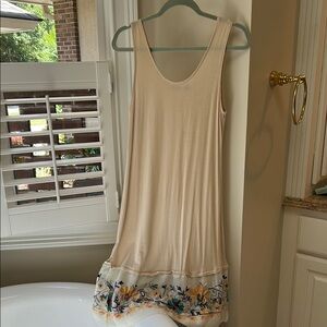 Elegant Cream Midi Dress with Floral Accents